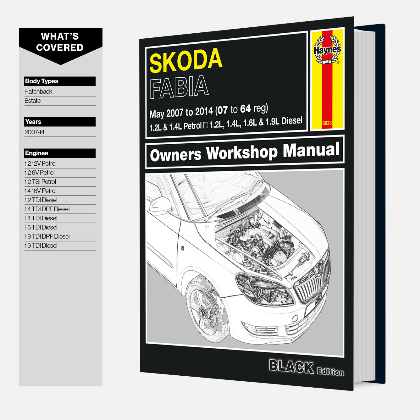 Skoda Fabia owners workshop manual with car diagram on a white background
