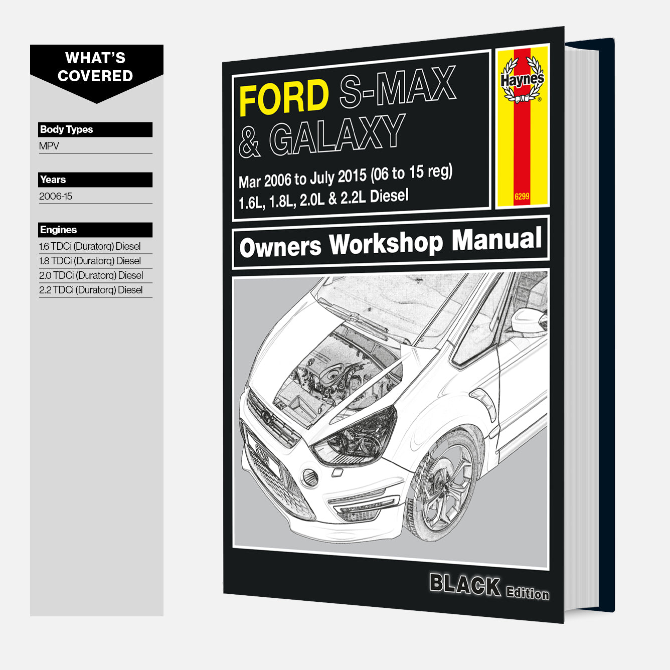 Ford S-Max and Galaxy owners workshop manual with a car illustration on a white background