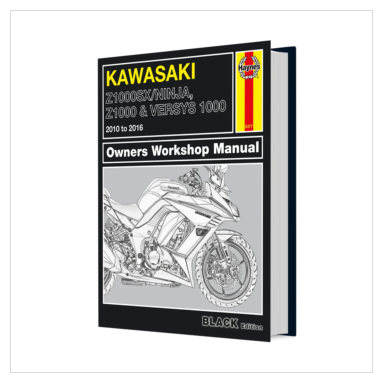 A hardcover Kawasaki Z1000SX/Ninja, Z1000 & Versys 1000 Owners Workshop Manual, shown at a three-quarter angle on a white background.