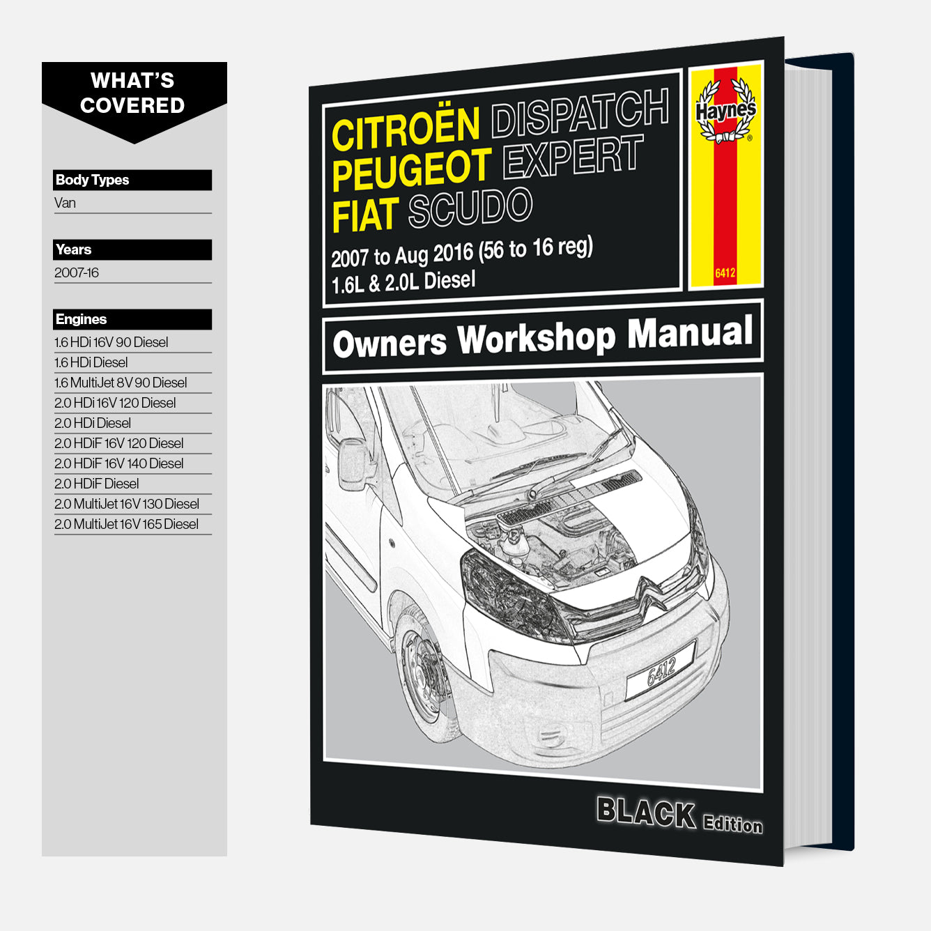 Car owners workshop manual for Citroén, Peugeot, Expert, Fiat, and Scudo on a white background