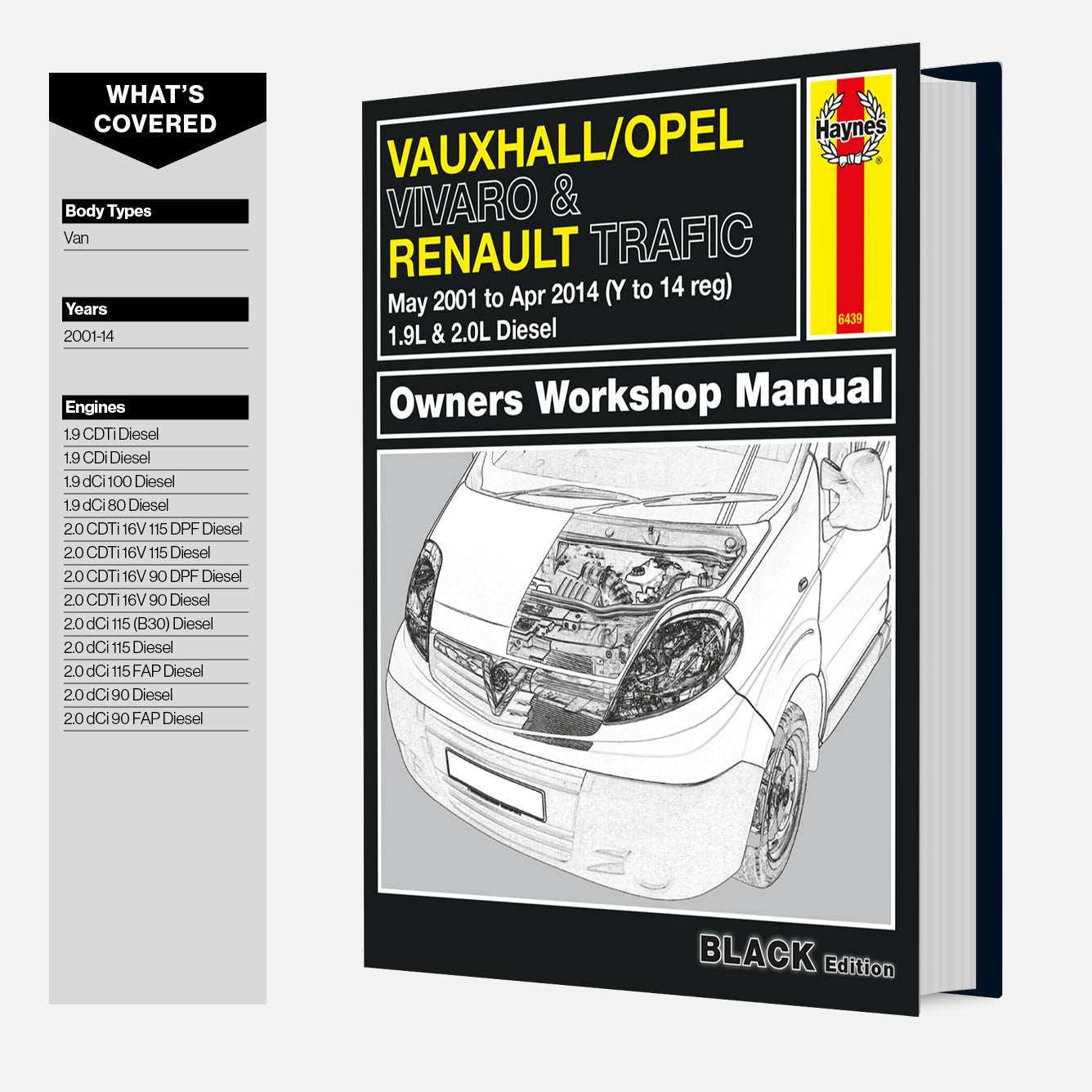 Vauxhall/Opel Vivaro & Renault Trafic owners workshop manual with a diagram of a van on the cover.