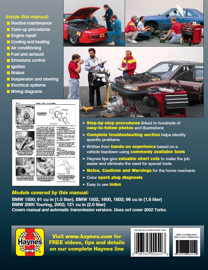 BMW 1500, 1502, 1600, 1602, 2000 & 2002 (1959-1977) Haynes Repair Manual