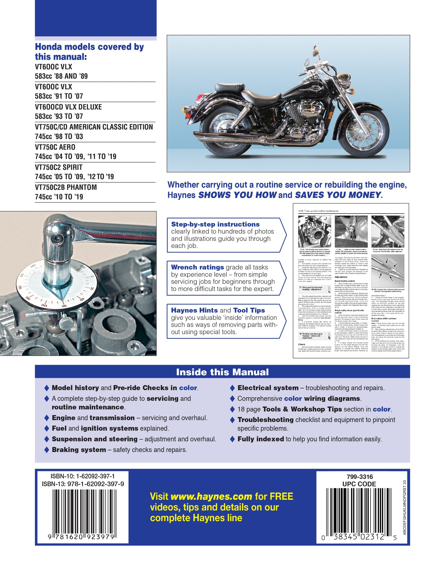 Honda Shadow VT600 & 750 (1988-2019) Haynes Repair Manual