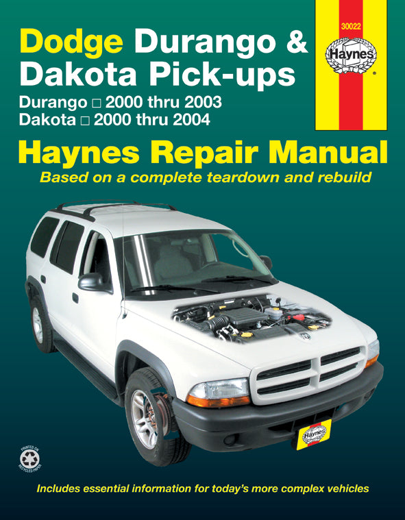 Dodge Durango (2000-2003) & Dakota (2000-2004) pick-ups Haynes Repair Manual (USA)