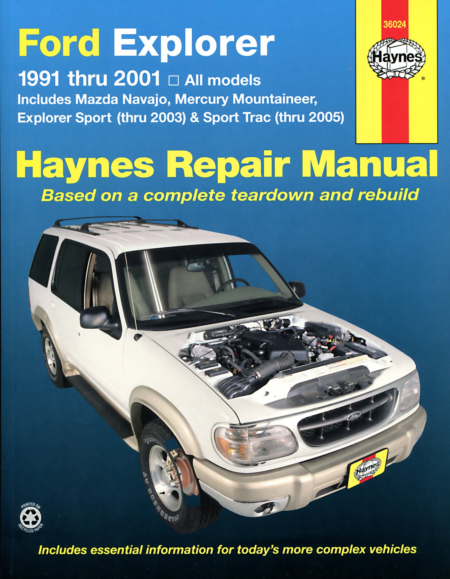 Ford Explorer & Mazda Navajo covering Ford Explorer & Mazda Navajo (1991-2001), Mercury Mountaineer (1997-2001), Explorer Sport (2000-2003), & Explorer Sport Trac (2001-2005) Haynes Repair Manual (USA)