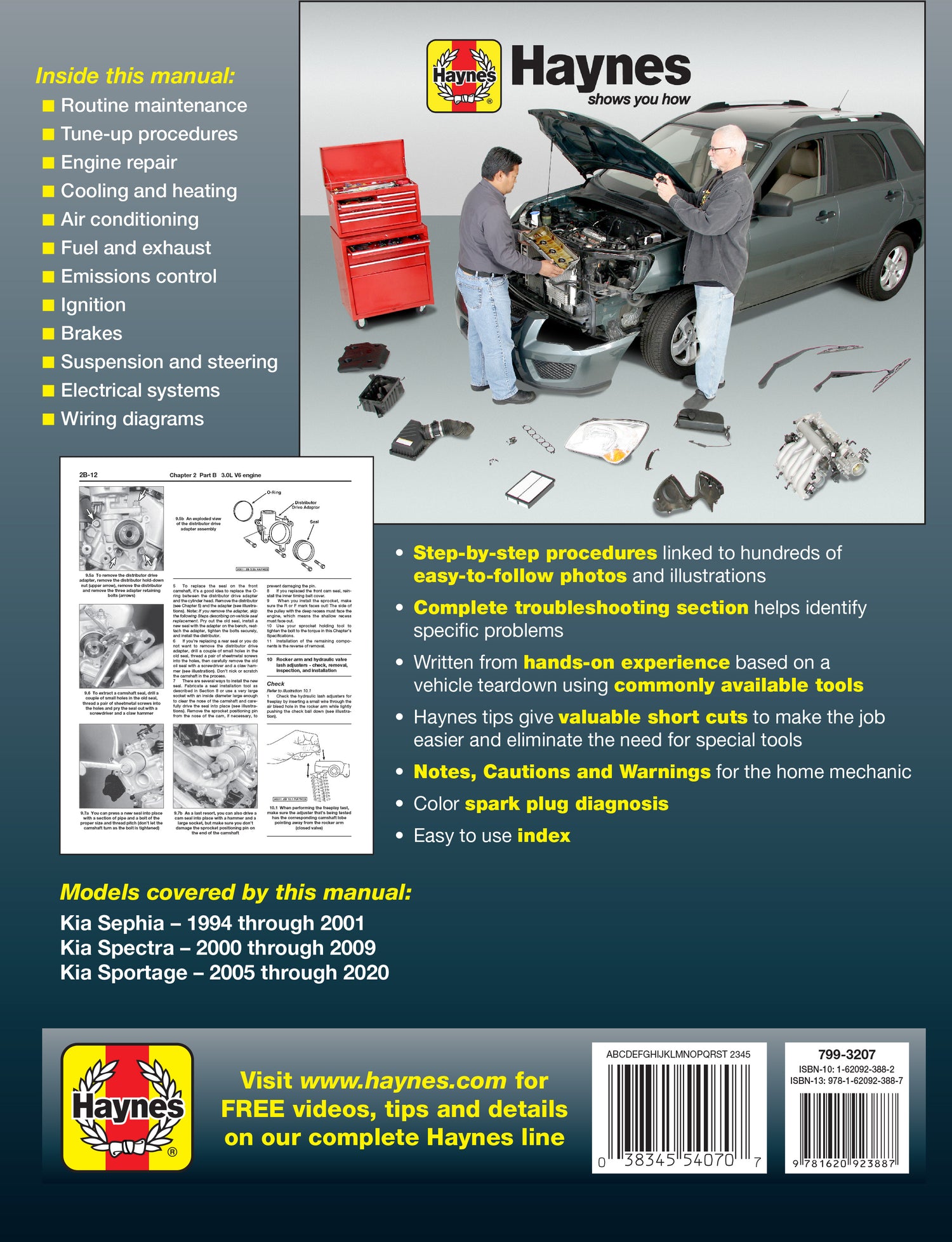 Kia Sephia, Spectra & Sportage covering Sephia (1994-2001), Spectra (2000-2009) & Sportage (2005-2020) Haynes Repair Manual