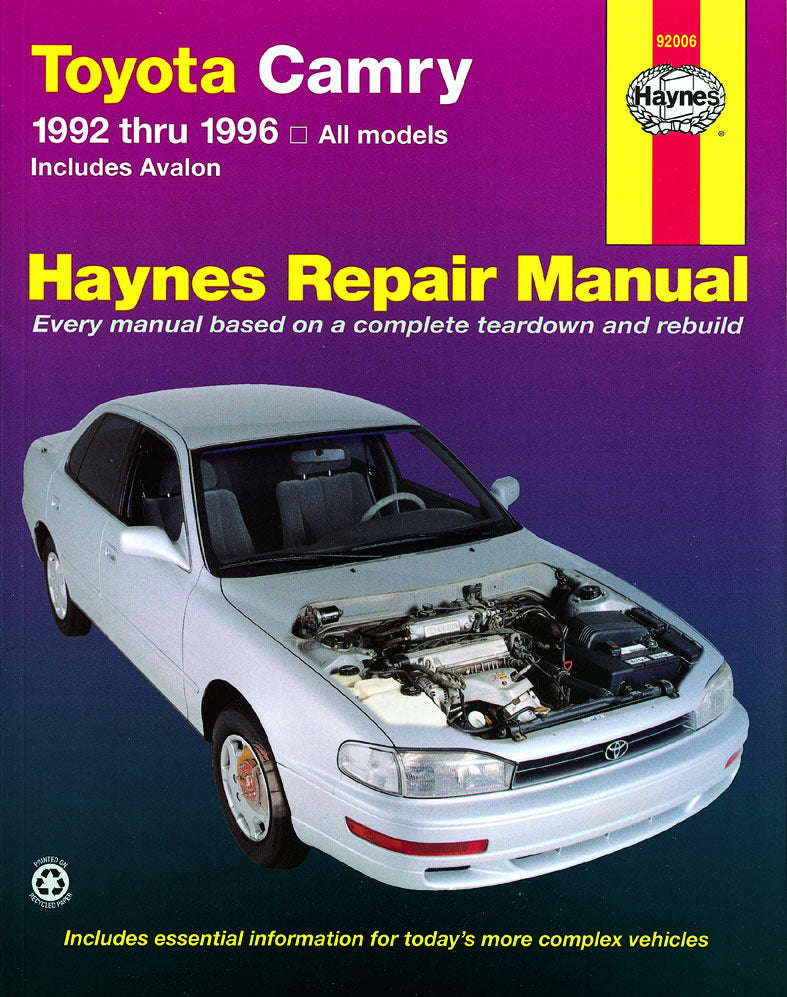 Toyota Camry (1992-1996) & Avalon (1995-1996) Haynes Repair Manual (USA)