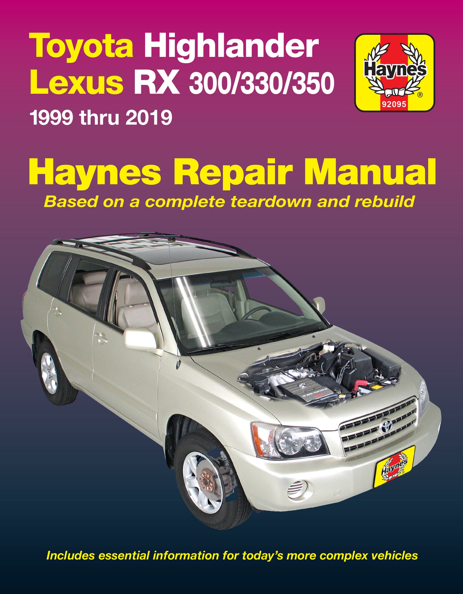 Toyota HighLander (2001-2019) & Lexus RX 300/330/350 (1999-2019) Haynes Repair Manual (USA)