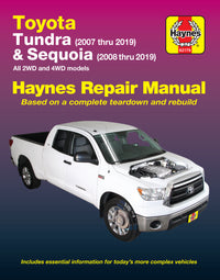 Toyota 2WD & 4WD Tundra (2007-2019) & Sequoia (2008-2019) Haynes Repair Manual (USA)