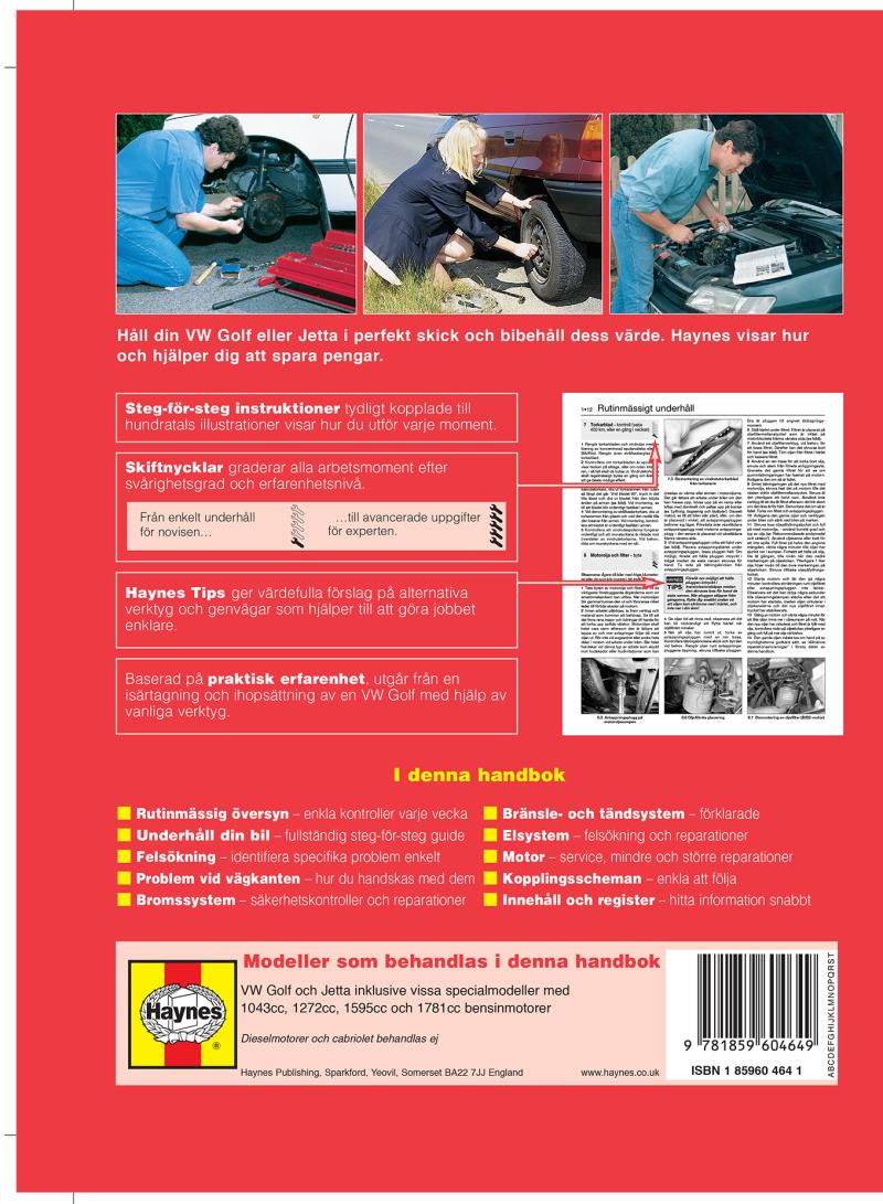 Volkswagen Golf and Jetta II (1984-1992) Haynes Repair Manual (svenske utgava)