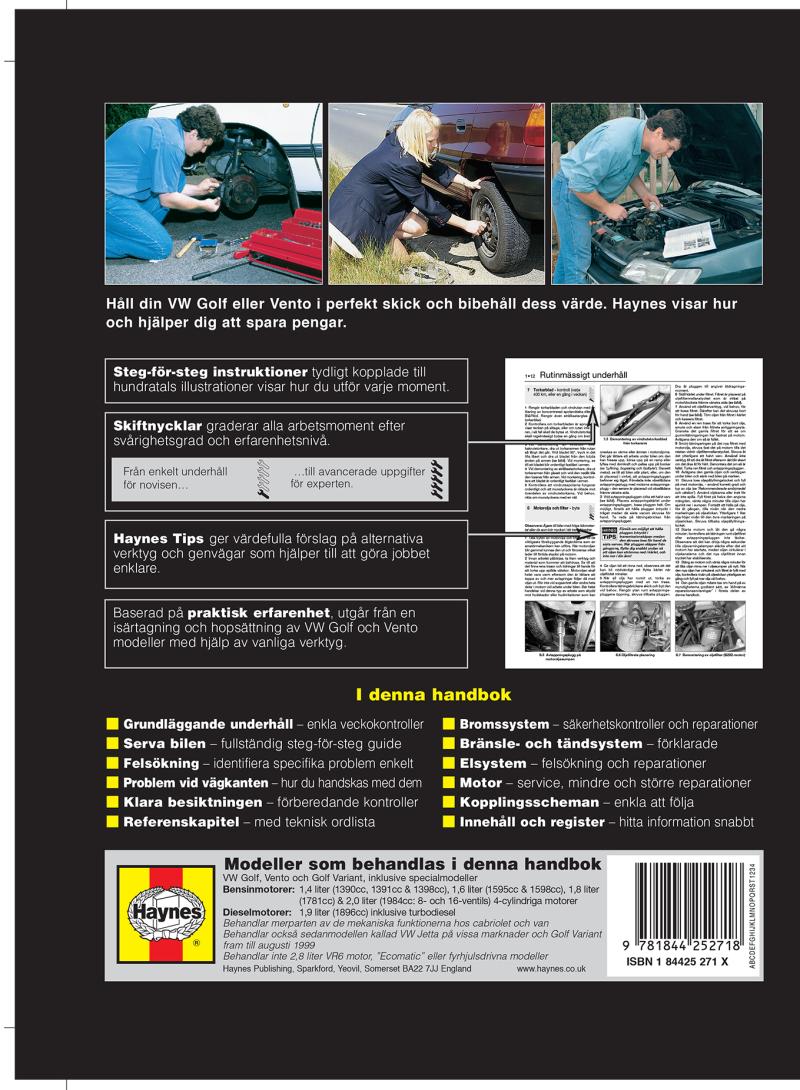 Volkswagen Golf III and Vento (1992-1998) Haynes Repair Manual (svenske utgava)