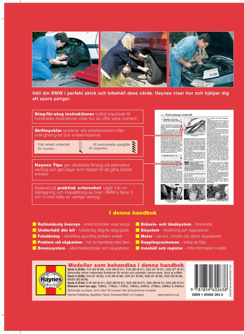 BMW 3- and 5-Serien (1981-1991) Haynes Repair Manual (svenske utgava)