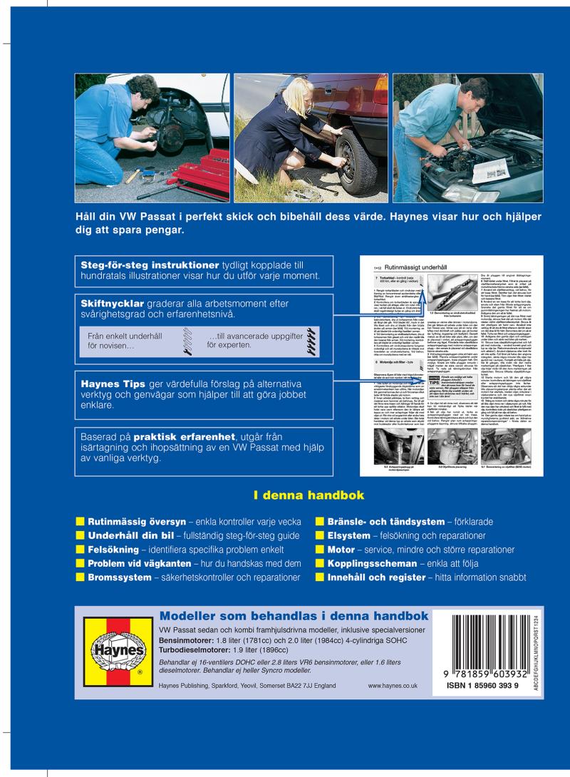 Volkswagen Passat (1988-1996) Haynes Repair Manual (svenske utgava)