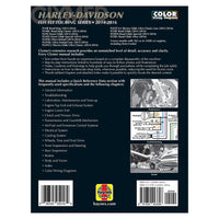 Back cover of a Harley-Davidson FLH/FLH Touring Series manual with text and diagrams.