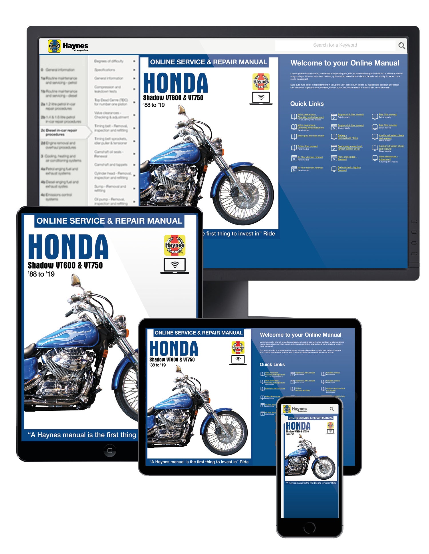 Honda Shadow VT600 & 750 (1988-2019) Haynes Repair Manual Online Manual
