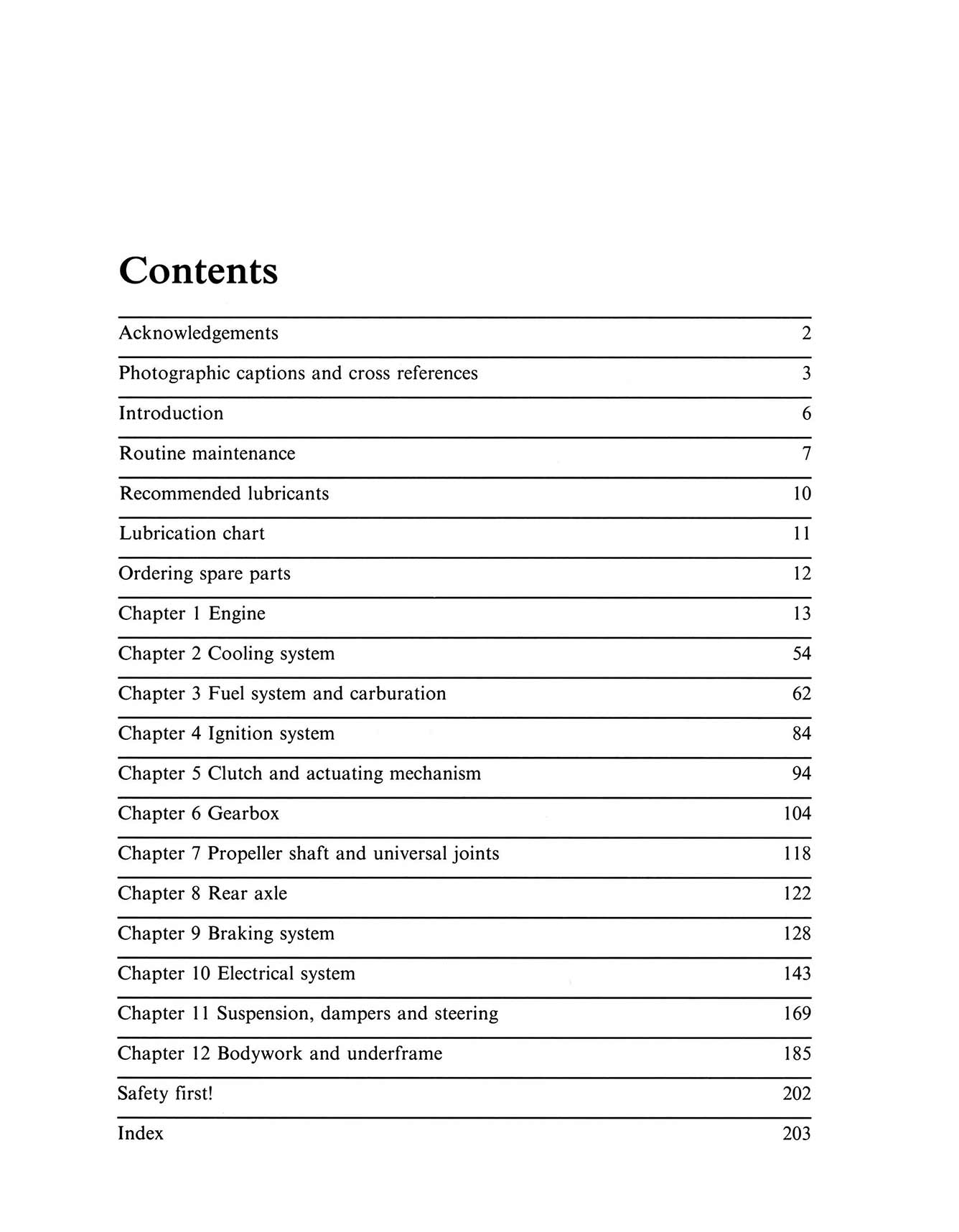 Triumph Herald (1959-1971) up to K Haynes Repair Manual (Classic Reprint) Printed Book Table of Contents