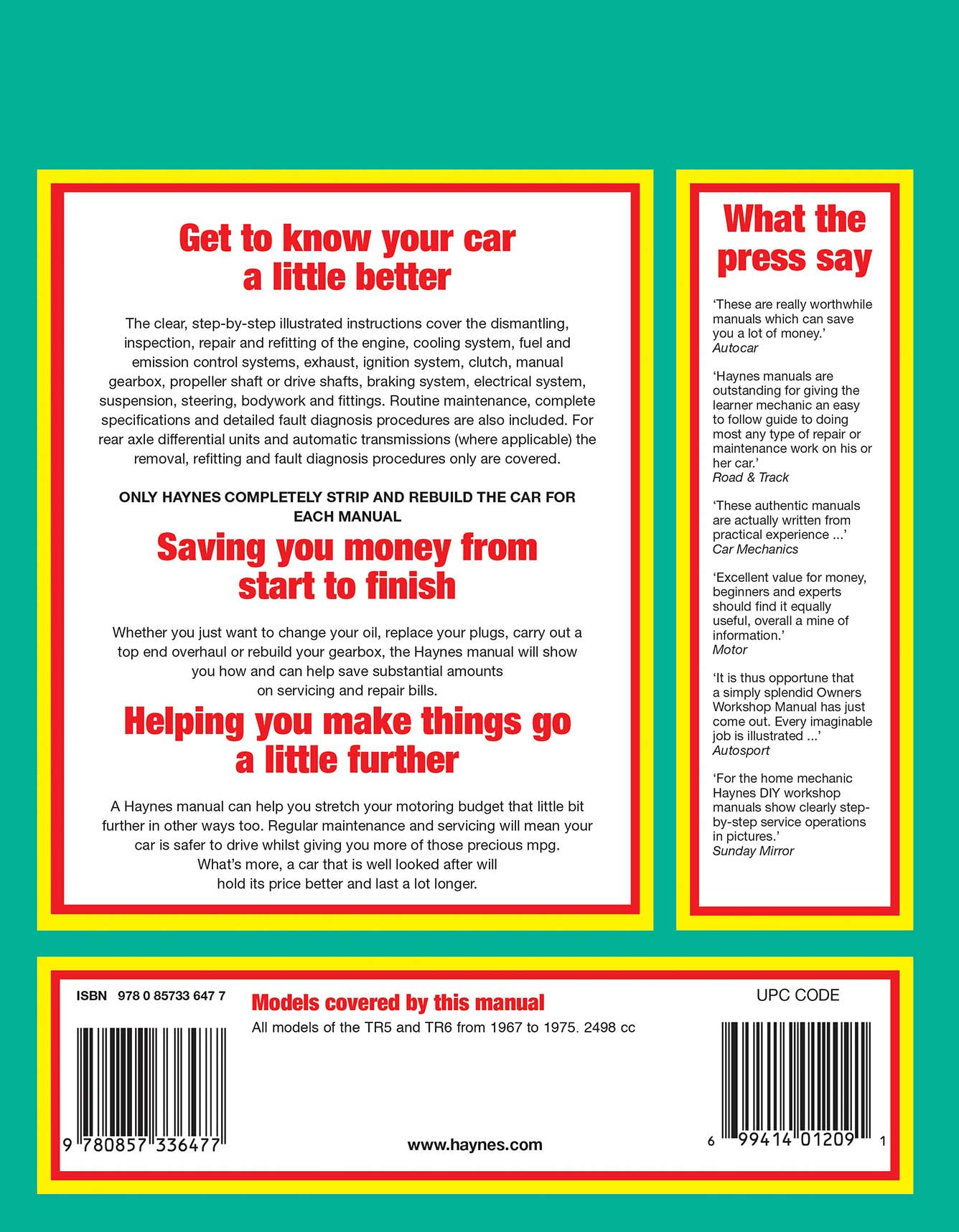 Triumph TR5 & 6 (1967-1975) Haynes Repair Manual