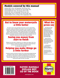 Yamaha 250 & 350 Twins (1970-1979) Haynes Repair Manual Printed Book Back Cover