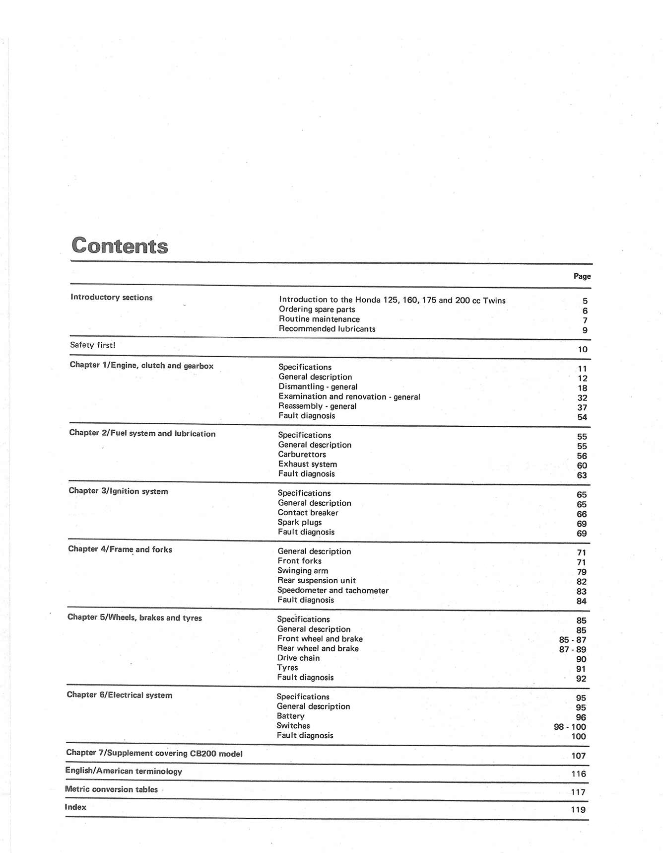 Honda CB125,160,175 200 & Twins 1964-1978 Haynes Repair Manual