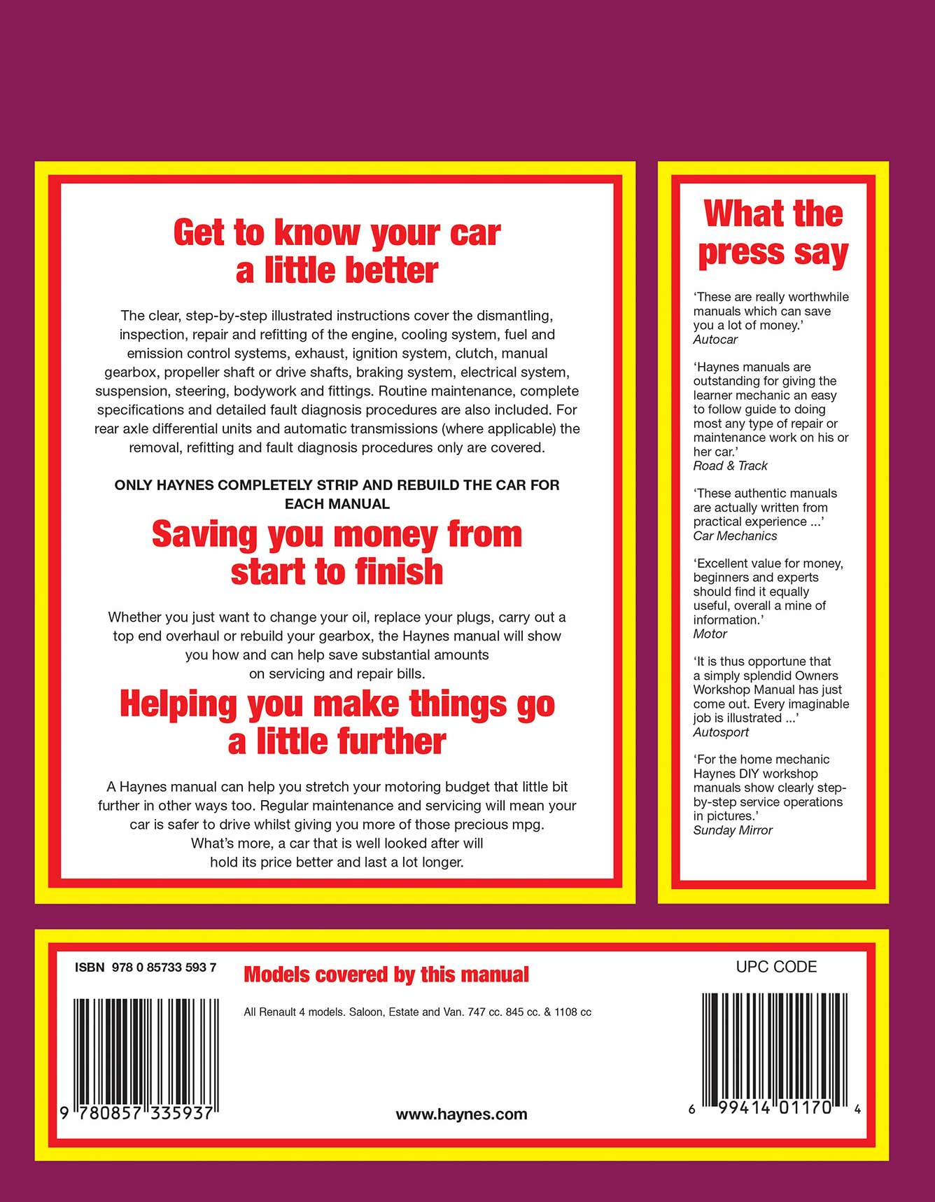 Renault 4 (1961-1986) Haynes Repair Manual