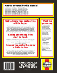 Norton Commando (1968-1977) Haynes Repair Manual Printed Book Back Cover