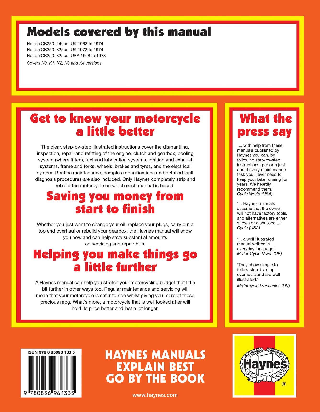 Honda CB250 & 350 Twins 1968-1974 Haynes Repair Manual