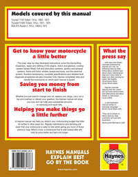 Triumph Trident & BSA Rocket 3 (1969-1975) Haynes Repair Manual Printed Book Back Cover