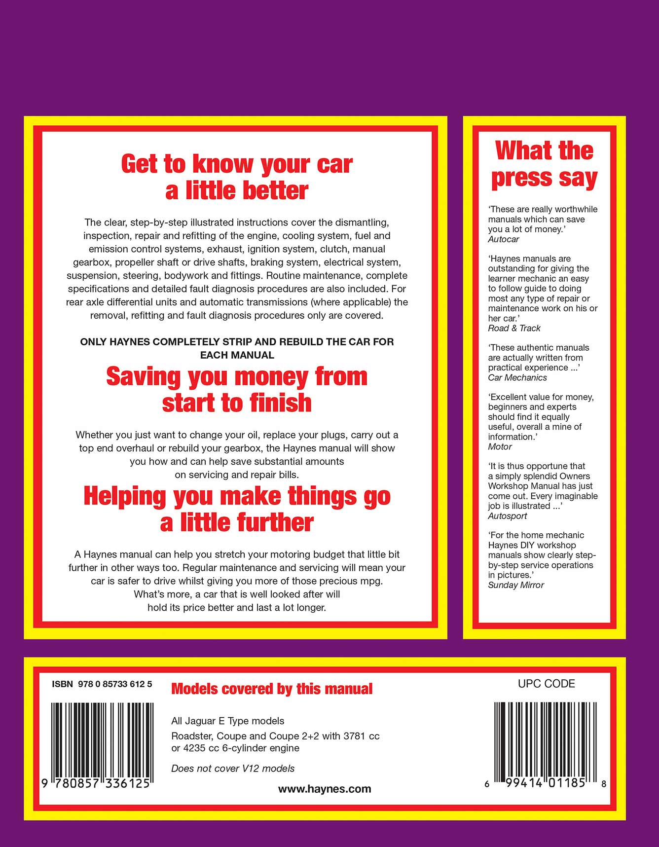 Jaguar E Type (1961-1972) Haynes Repair Manual