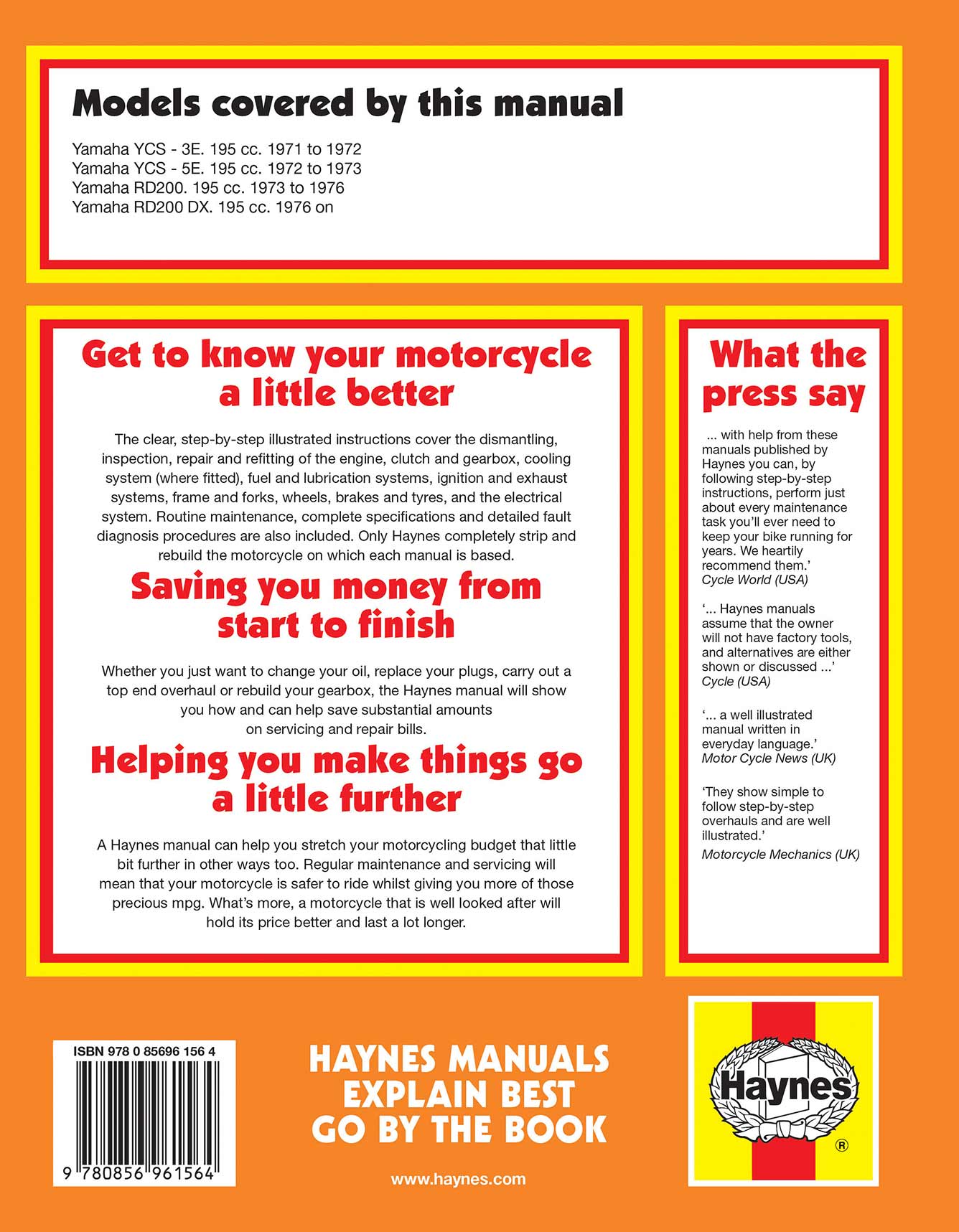 Yamaha 200 Twins 1971-1976 Haynes Repair Manual