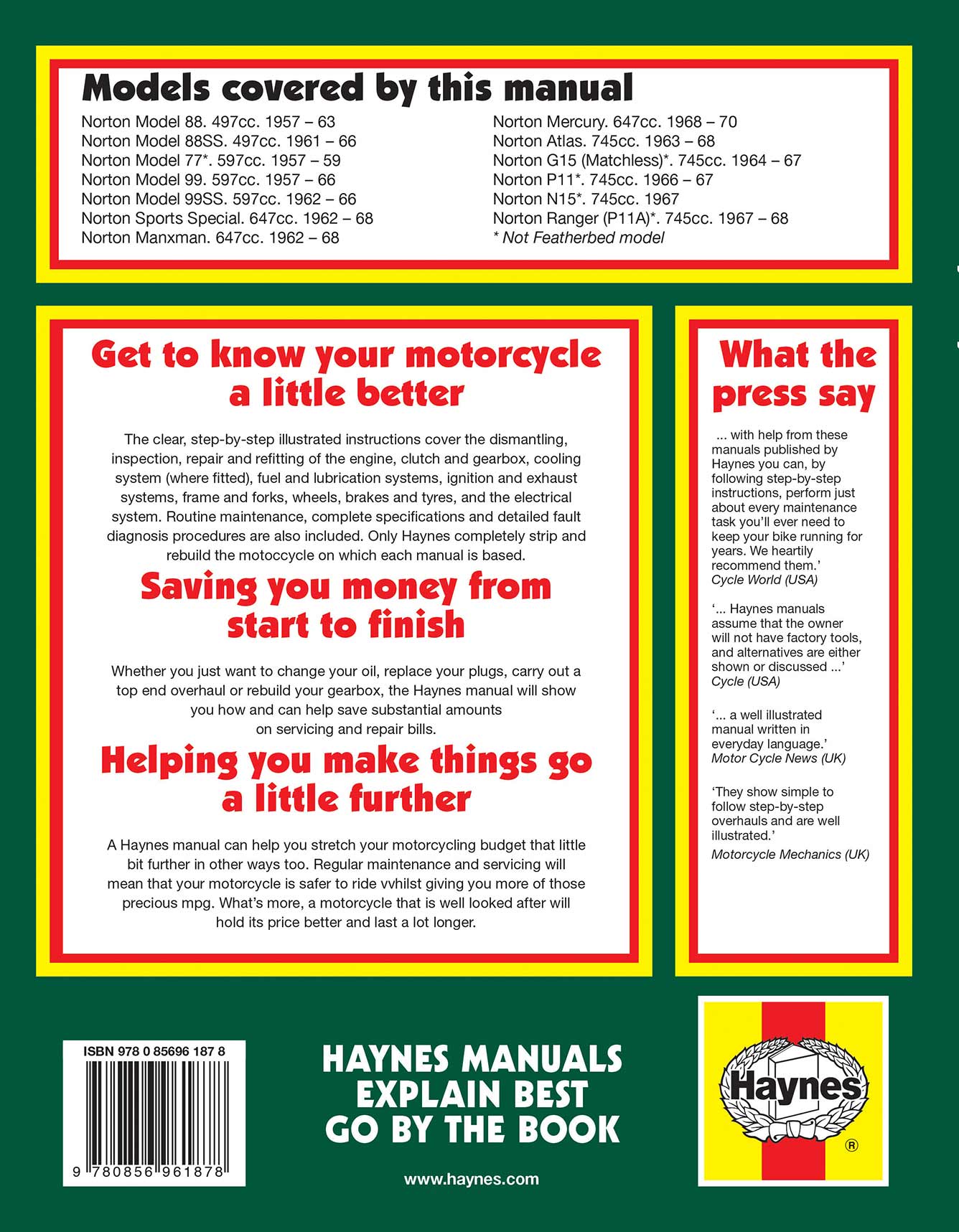 Norton 500, 600, 650 & 750 Twins (1957-1970) Haynes Repair Manual