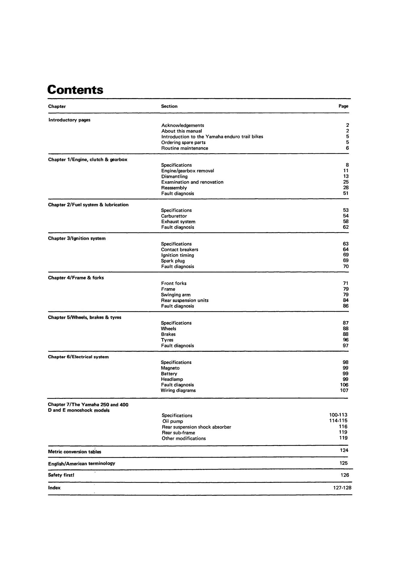Yamaha 250 360 & 400 Trail Bikes (1968-1979) Haynes Repair Manual