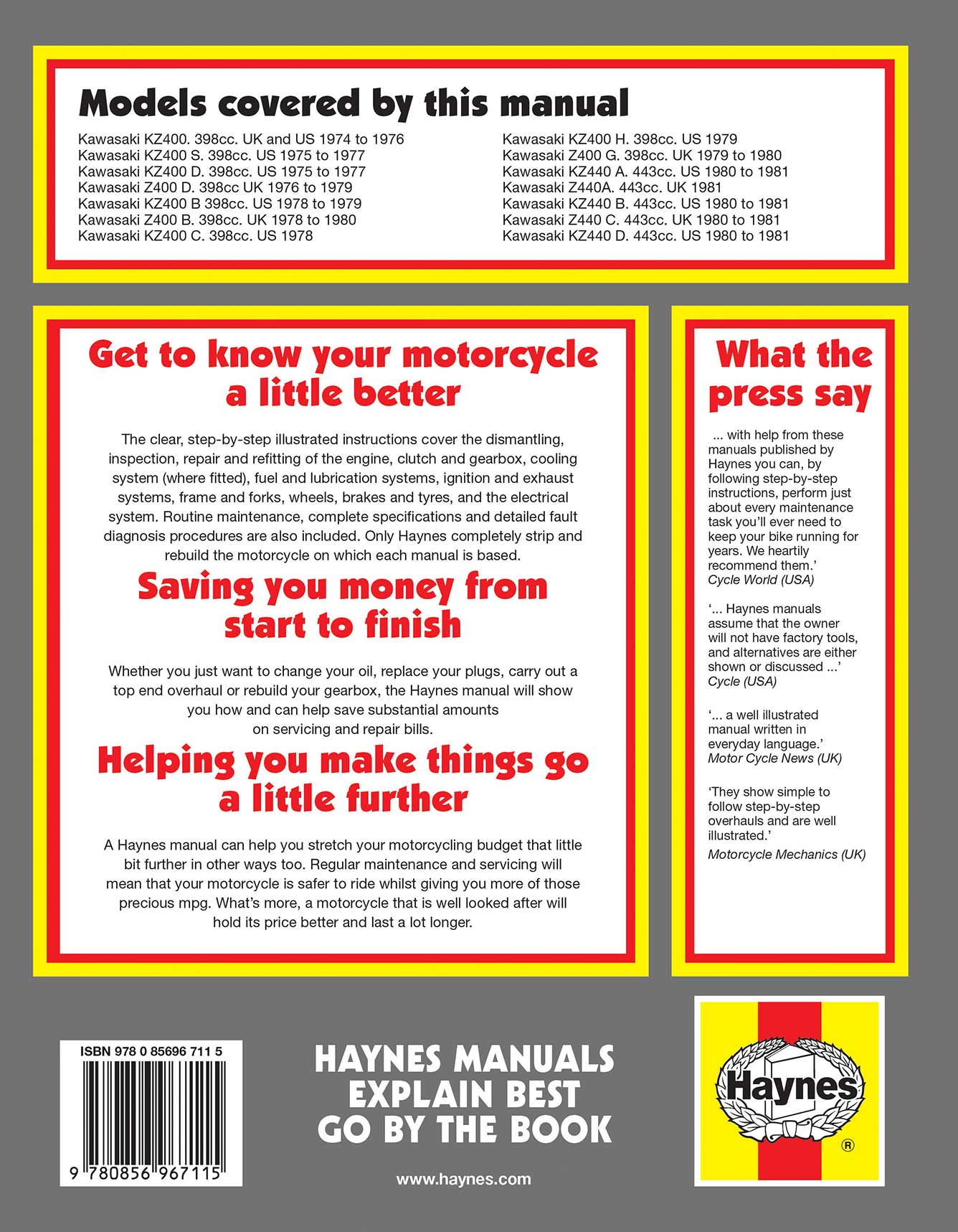 Kawasaki 400 & 440 Twins (1974-1981) Haynes Repair Manual