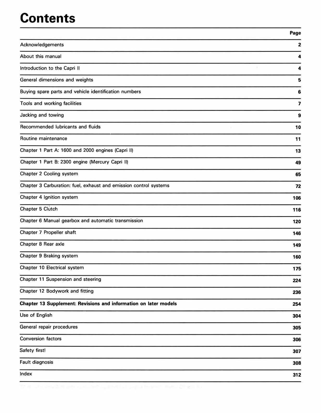 Ford Capri II (and III) 1.6 & 2.0 (1974-1987) Haynes Repair Manual