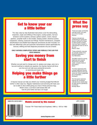 Triumph TR7 (1975-1982) Haynes Repair Manual Printed Book Back Cover