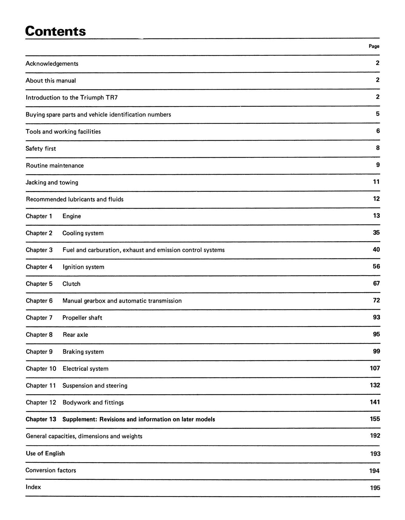 Triumph TR7 (1975-1982) Haynes Repair Manual