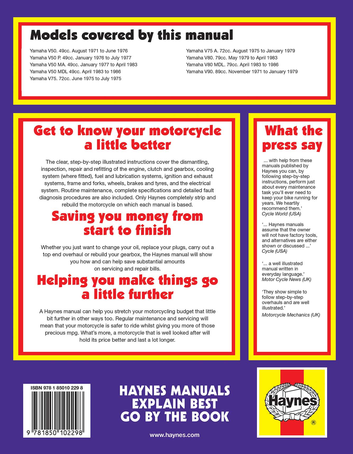 Yamaha V50 (1971-1986) Haynes Repair Manual
