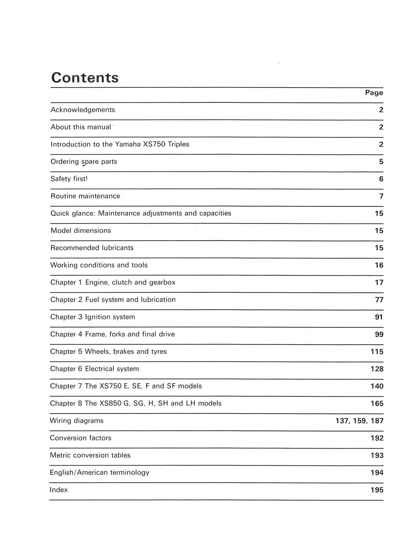 Yamaha XS750 & 850 Triples (1976-1985) Haynes Repair Manual