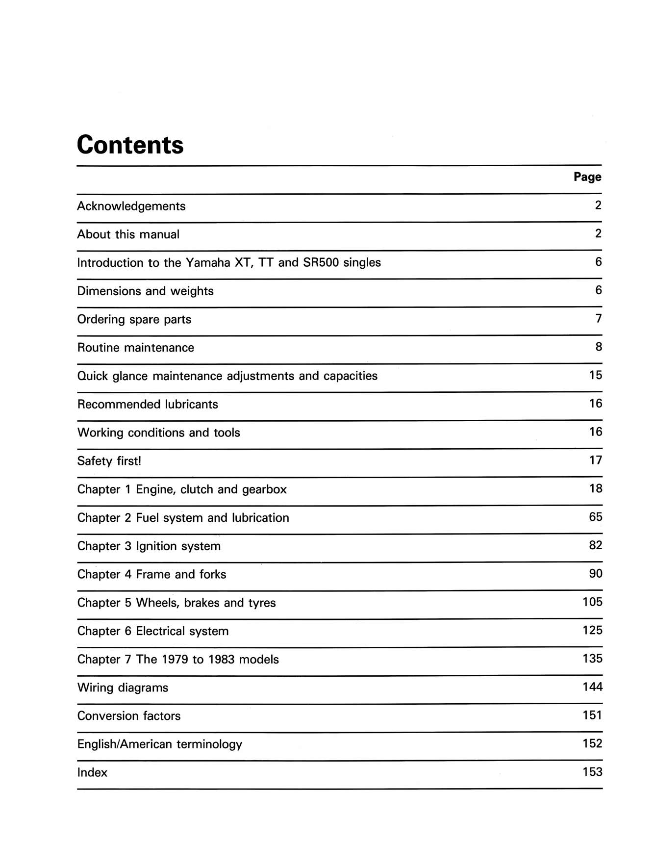 Yamaha XT, TT & SR500 Singles (1975-1983) Haynes Repair Manual
