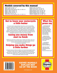 Yamaha XS250, 360 & 400 sohc Twins (1975-1984) Haynes Repair Manual Printed Book Back Cover
