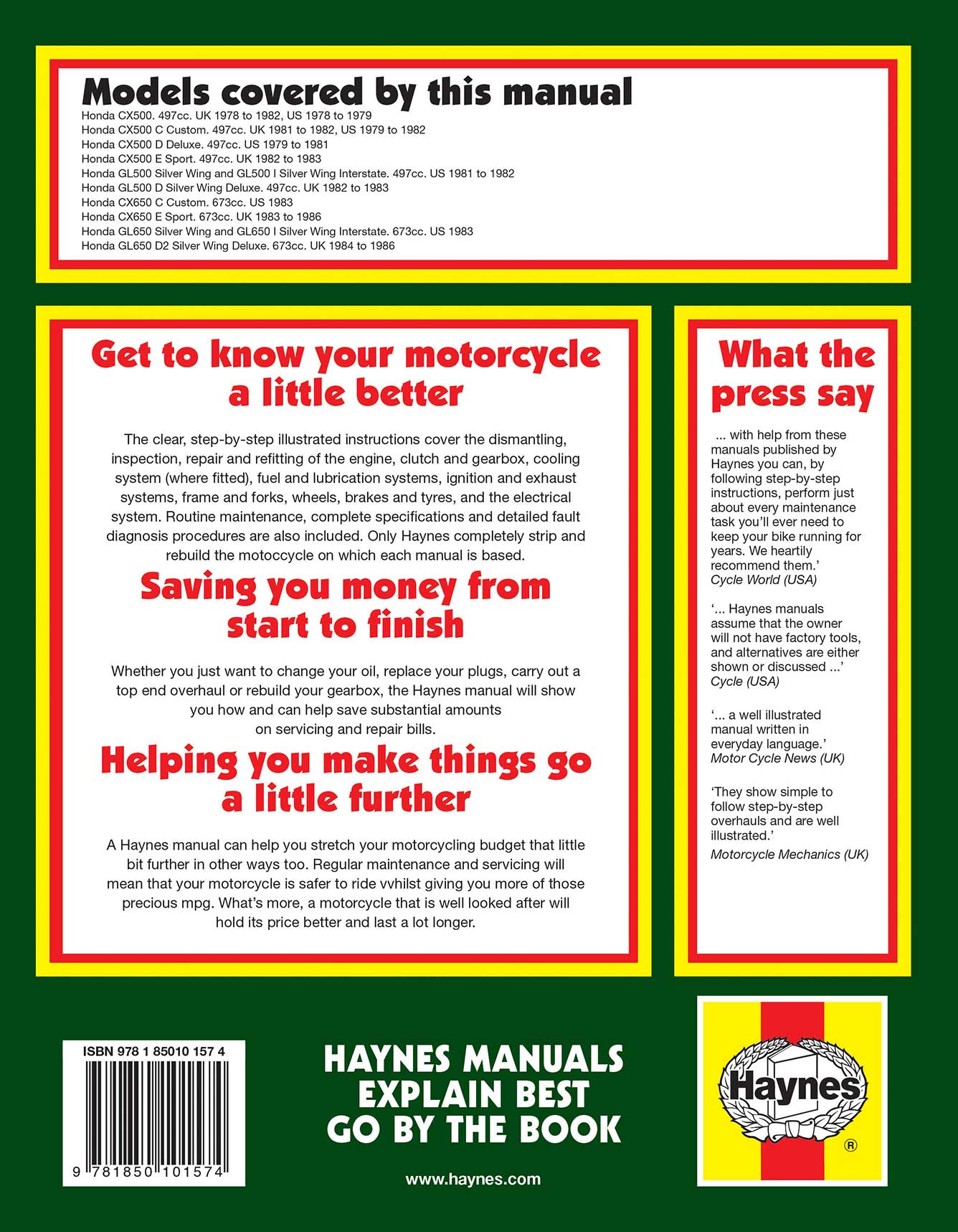 Honda CX/GL500 & 650 V-Twins (1978-1986) Haynes Repair Manual