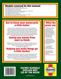 Honda CX/GL500 & 650 V-Twins (1978-1986) Haynes Repair Manual Printed Book Back Cover