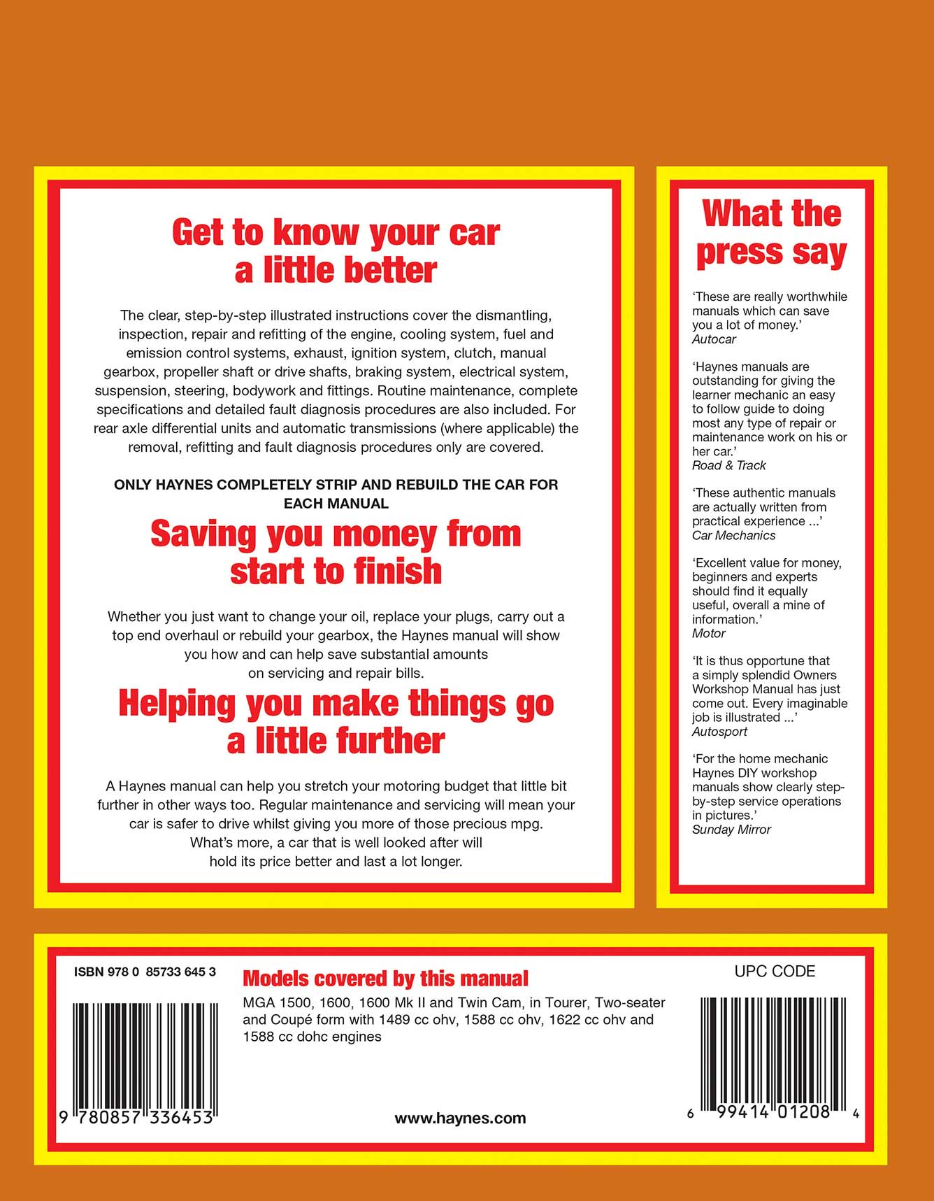 MGA (1955-1962) Haynes Repair Manual