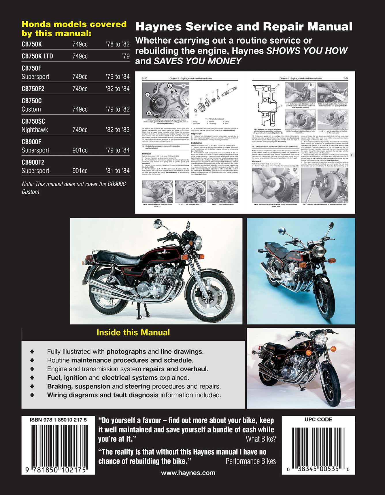 Honda CB750 & CB900 dohc Fours (1978-1984) Haynes Repair Manual