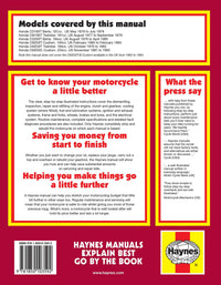 Honda CD/CM185 200T & CM250C 2-valve Twins (1977-1985) Haynes Repair Manual Printed Book Back Cover