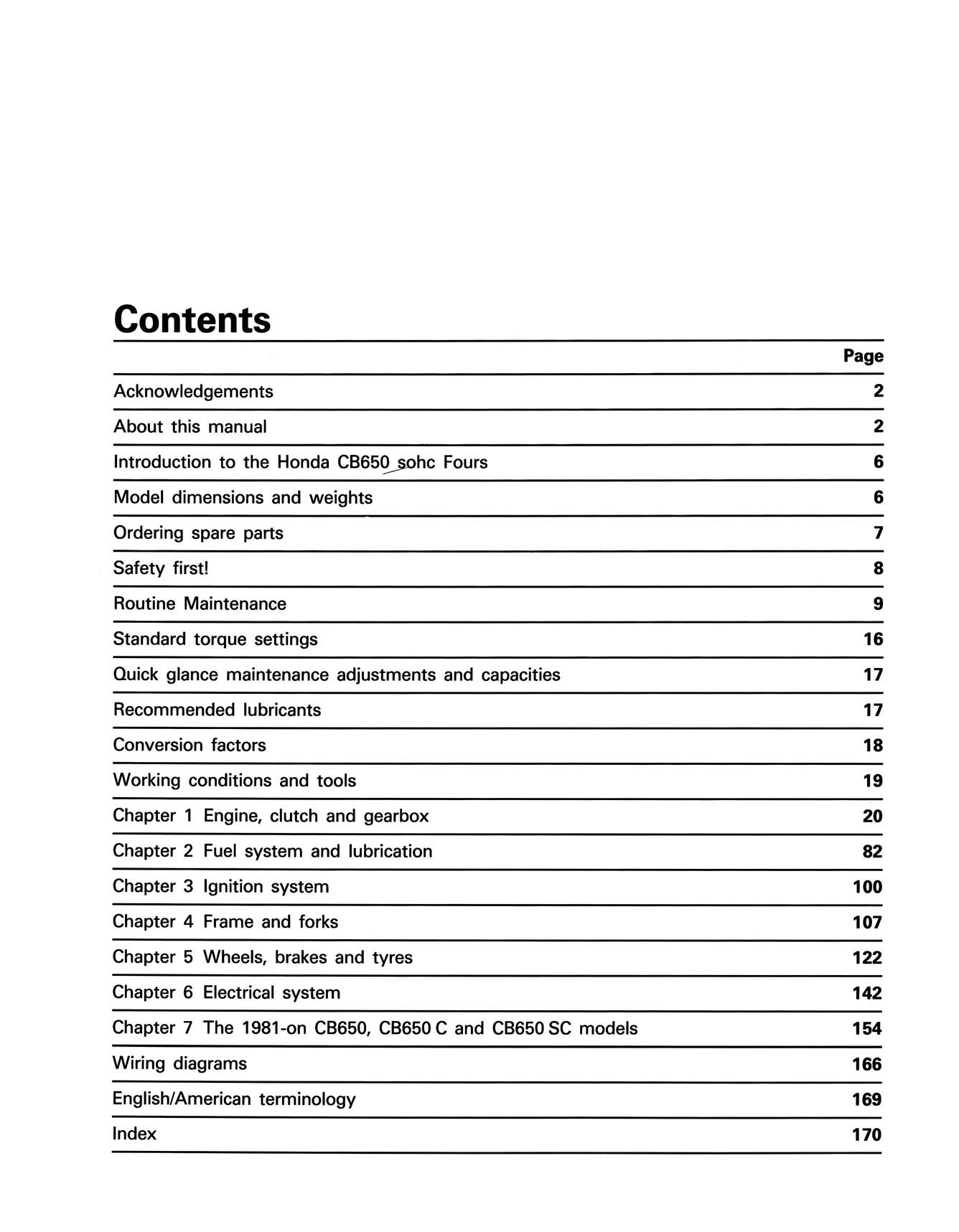 Honda CB650 sohc Fours (1978-1984) Haynes Repair Manual