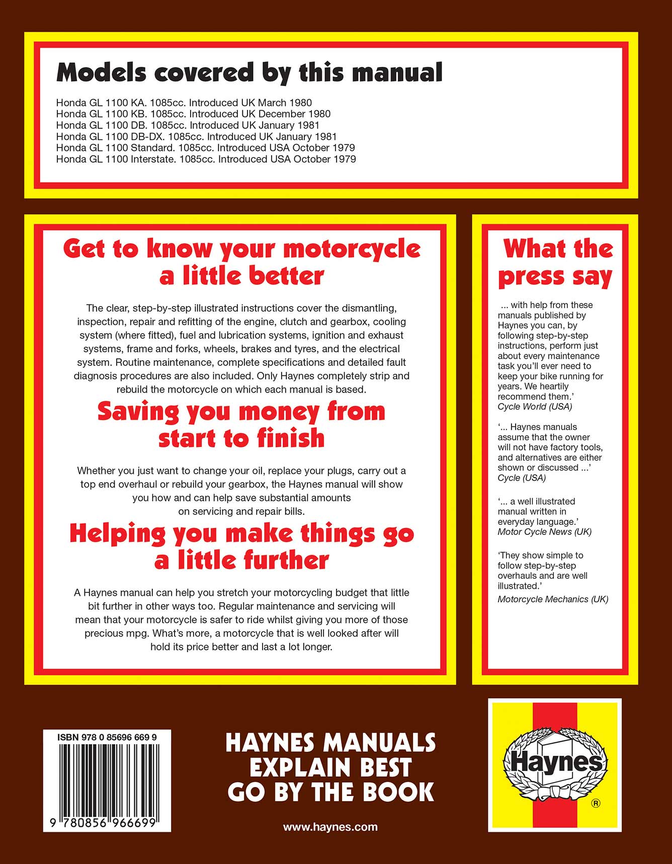 Honda GL1100 Gold Wing (1979-1981) Haynes Repair Manual