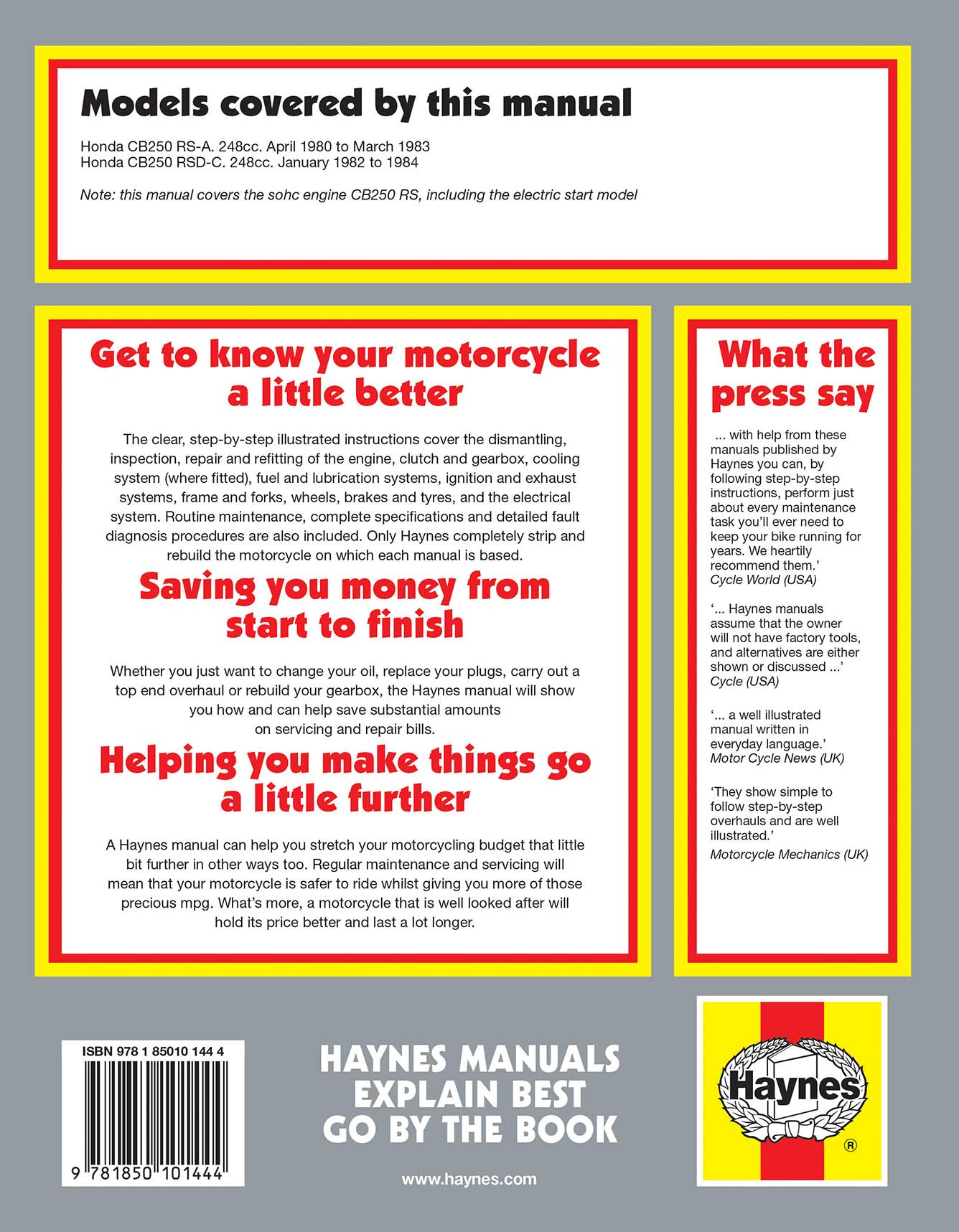 Honda CB250RS Singles Haynes (1980-1984) Repair Manual