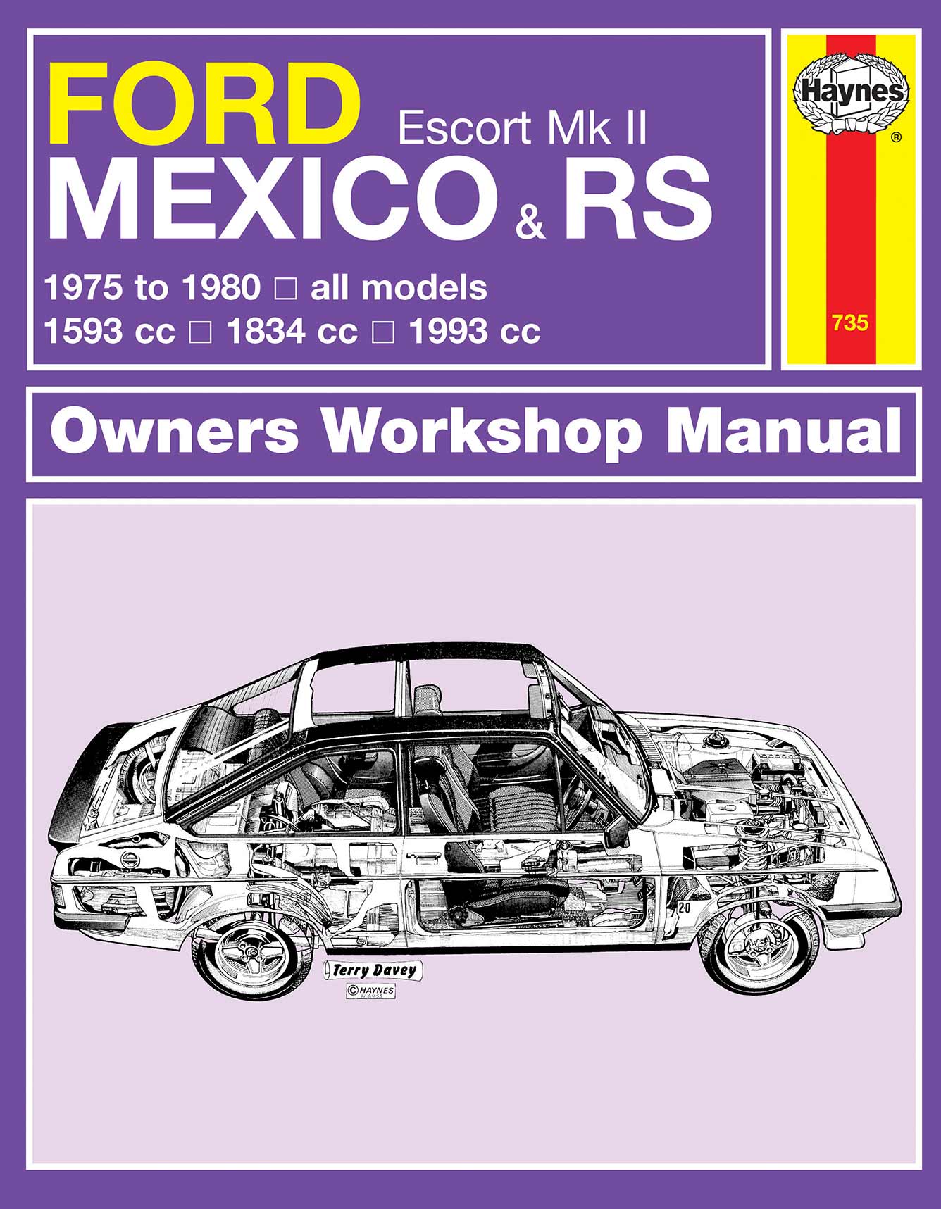 Ford Escort Mk II Mexico, RS 1800 & RS 2000 (1975-1980) Haynes Repair Manual Printed Book Front Cover