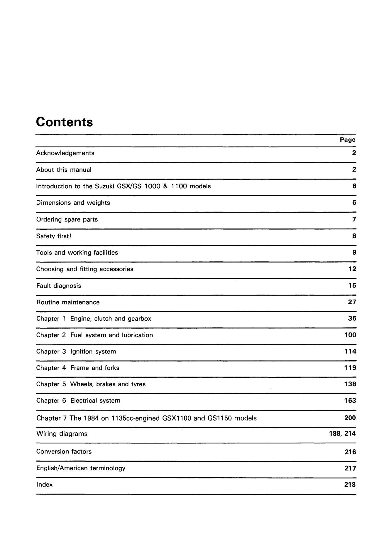 Suzuki GS/GSX1000, 1100 & 1150 4-valve Fours (1979-1988) Haynes Repair Manual