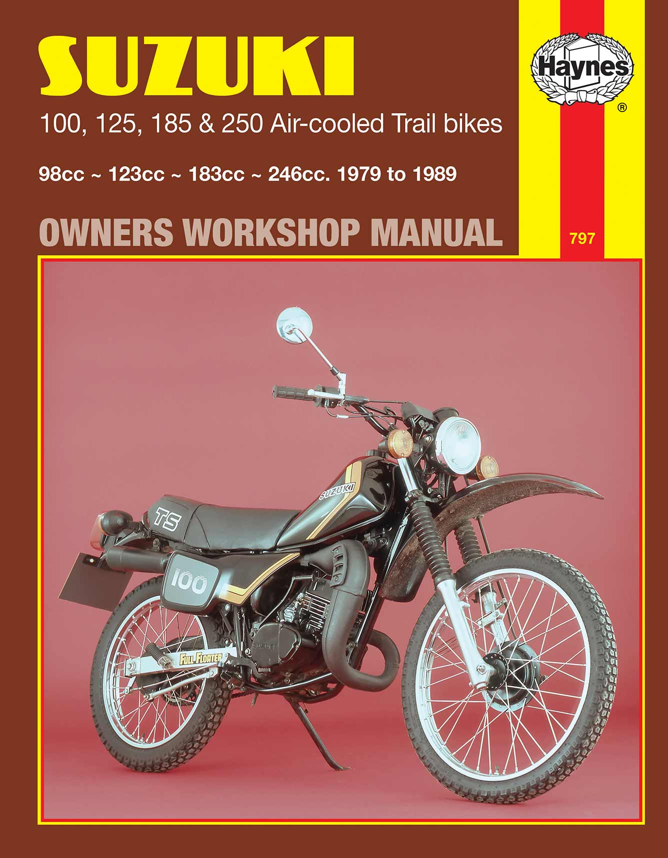 Suzuki 100, 125, 185 & 250 Air-cooled Trail bikes (1979-1989) Haynes Repair Manual Printed Book Front Cover